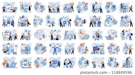 Teamwork vector illustration. Innovative ideas drive successful marketing strategies and business growth The projects success depends on effective teamwork and collaboration Continuous improvement Teamwork vector illustration. Innovative ideas drive successful marketing strategies and business growth The projects success depends on effective teamwork and collaboration Continuous improvement 118689596