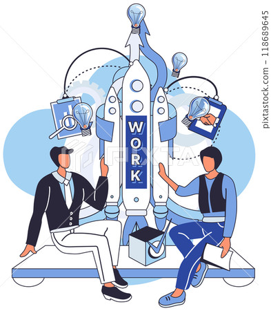 Team solving problems. Analyzes buyers to promote business Solving problem and difficult work teamwork assemble People try find solutions and solve problem in manufacturing and tech industry by 118689645