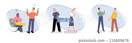 Social anxiety vector illustration. Frustration arises from unresolved emotional and social problems The social anxiety metaphor highlights fear social judgment Loneliness can have detrimental impact 118689676