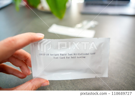 Rapid Antigen Test kit with all needed during swab COVID-19 testing. Coronavirus Self nasal or Home test, Autumn exacerbation of viruses Rapid Antigen Test kit with all needed during swab COVID-19 testing. Coronavirus Self nasal or Home test, Autumn exacerbation of viruses 118689727