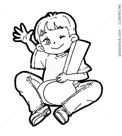Illustration of a boy with musical notes 118690146