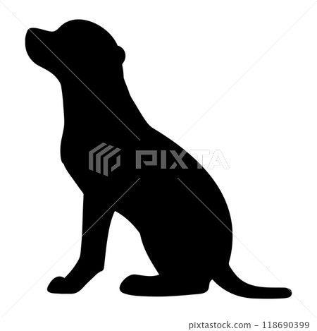 Silhouette of a Rhodesian Ridgeback sitting sideways 118690399