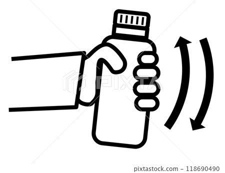 Shake well icon. Shake bottle before drink sign. Juice bottle shake with hand symbol. flat style. 118690490