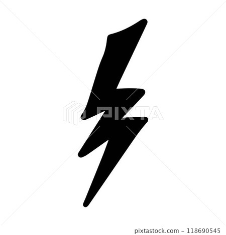 Lightning bolt hand drawn icon for thunderstorm electricity power energy flash strike illustration symbol 118690545