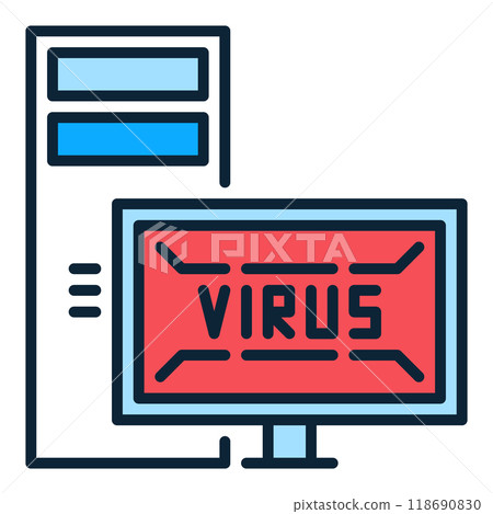 Desktop PC and Virus vector Viruses colored icon or sign 118690830