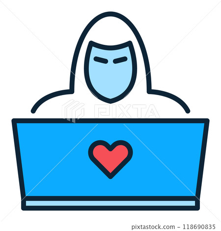 Laptop and Hacker vector colored icon or design element Laptop and Hacker vector colored icon or design element 118690835