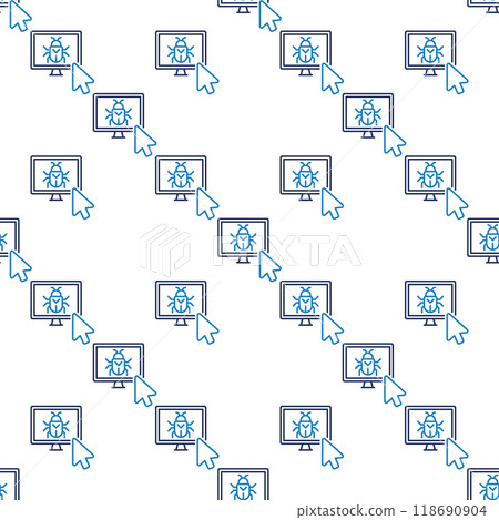 Mouse Click on Computer Virus vector outline seamless pattern 118690904