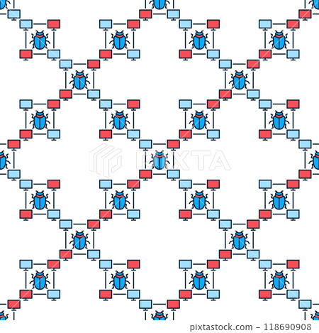 PC Bug vector colored seamless pattern 118690908