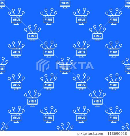 Vector Computer Network with Virus seamless pattern in thin line style 118690918