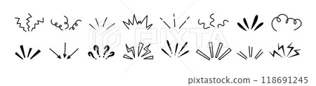 Set of hand draw emotional elements. Effects for comics or manga. 118691245