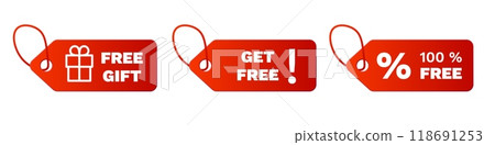 Red get free sticker for discount with gradient. 118691253