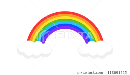Funny colorful rainbow with clouds. 118691315