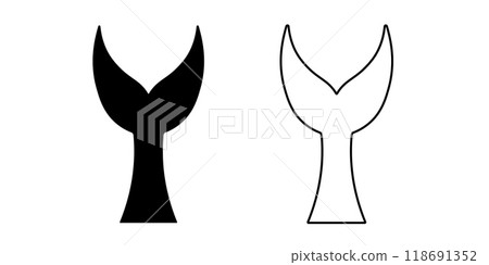 Symbol of dolphin tail. Abstract whale silhouette for tattoo. Symbol of dolphin tail. Abstract whale silhouette for tattoo. 118691352