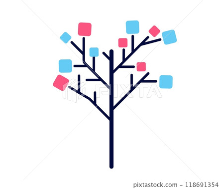 Decision tree icon with colorful squares on branch. Decision tree icon with colorful squares on branch. 118691354