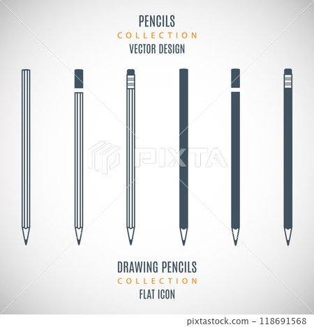 set of pencils icon in glyph style design grey color. vector illustration 118691568