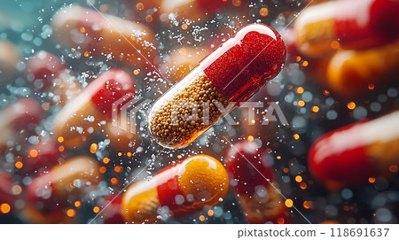 Red medicine capsule 118691637