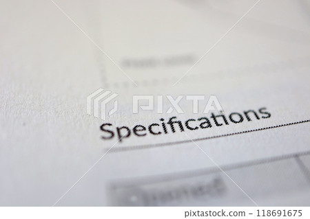 Specification Description of product specifications in the instruction manual 118691675