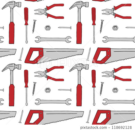 Vector seamless pattern of hand drawn instruments 118692128