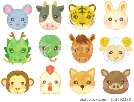 Cute zodiac illustration set, face, front 118692328