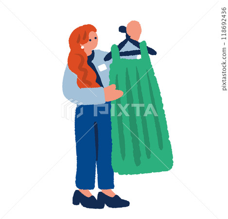 服飾店店員簡單平面插畫 服飾店店員簡單平面插畫 118692436