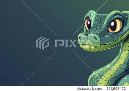 Horizontal banner with green snake and copy space Horizontal banner with green snake and copy space 118692452