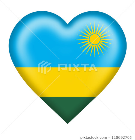 Rwanda flag heart button with clipping path 118692705