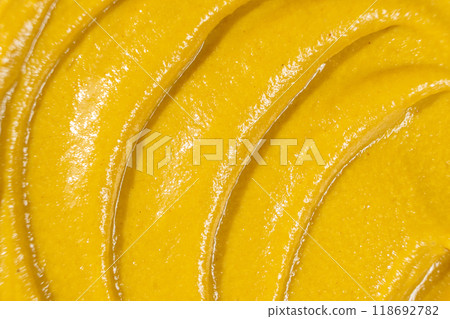 Macro Texture Mustard Sauce, Natural Traditional Spicy Mustard Sauce. Macro Texture Mustard Sauce, Natural Traditional Spicy Mustard Sauce. 118692782