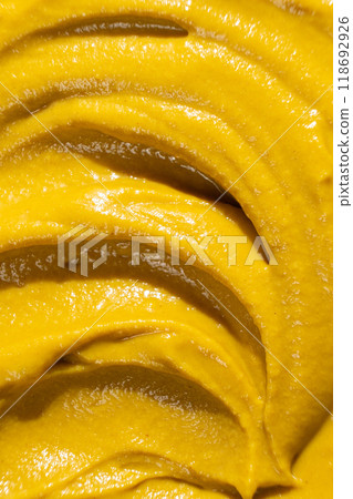 Macro Texture Mustard Sauce, Natural Traditional Spicy Mustard Sauce. Macro Texture Mustard Sauce, Natural Traditional Spicy Mustard Sauce. 118692926