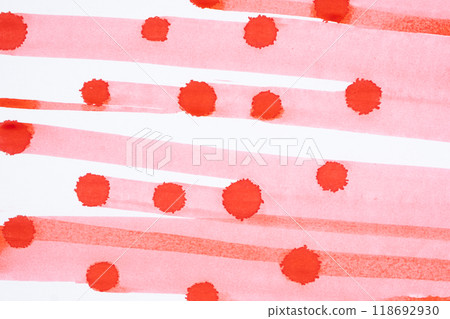 Abstract red background. Drops and smears of red paint top view Abstract red background. Drops and smears of red paint top view 118692930