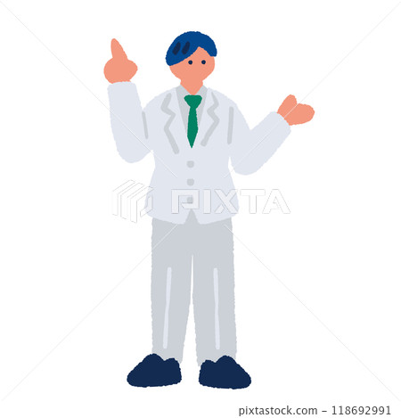 A simple and flat illustration of a teacher in a white coat 118692991