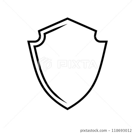 emblem Shield frame Logo. Vector template outline Sign of Protection, Guard and Security. Insurance or Immunity Symbol. Empty icon design isolated on white background emblem Shield frame Logo. Vector template outline Sign of Protection, Guard and Security. Insurance or Immunity Symbol. Empty icon design isolated on white background 118693012