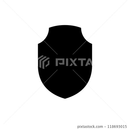 Black silhouette Shield frame Logo. Vector template Sign of Protection, Guard and Security. Insurance or Immunity Empty icon design isolated on white background. Symbol for your web site design, app Black silhouette Shield frame Logo. Vector template Sign of Protection, Guard and Security. Insurance or Immunity Empty icon design isolated on white background. Symbol for your web site design, app 118693015