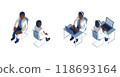 Isometric 3D illustration of a smart doctor or doctor male character wearing a white coat and tie 118693164