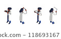 3DCG rendering of a smart doctor or doctor female character in a white coat arranged in an isometric style 118693167