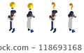 3DCG rendering of a smart doctor or doctor female character in a white coat arranged in an isometric style 118693168