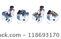 3DCG rendering of a smart doctor or doctor female character in a white coat arranged in an isometric style 118693170