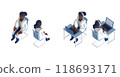3DCG rendering of a smart doctor or doctor female character in a white coat arranged in an isometric style 118693171