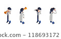 3DCG rendering of a smart doctor or doctor female character in a white coat arranged in an isometric style 118693172