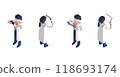 3DCG rendering of a smart doctor or doctor female character in a white coat arranged in an isometric style 118693174