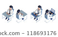 3DCG rendering of a smart doctor or doctor female character in a white coat arranged in an isometric style 118693176