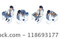 3DCG rendering of a smart doctor or doctor female character in a white coat arranged in an isometric style 118693177