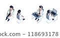 3DCG rendering of a smart doctor or doctor female character in a white coat arranged in an isometric style 118693178