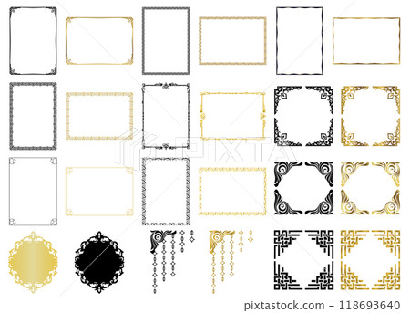 Set 02 of ornament frames, elegant, vintage, modern, floral, geometric, decoration Set 02 of ornament frames, elegant, vintage, modern, floral, geometric, decoration 118693640