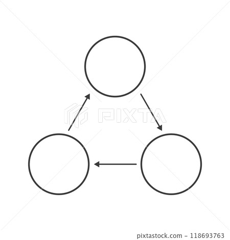 箭頭連接成三角形的圖示 - 用於資訊圖表的材料，例如循環圖和相關圖 118693763