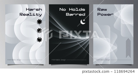 Rotating Circle abstract backgrounds set. Brutalism inspired graphic design of poster cover layout made with abstract gradient elements and geometric shapes. Vector Rotating Circle abstract backgrounds set. Brutalism inspired graphic design of poster cover layout made with abstract gradient elements and geometric shapes. Vector 118694264