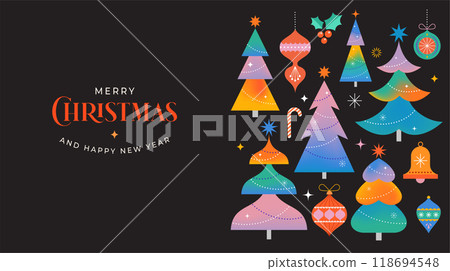 Merry Christmas and Happy New Year. Concept Christmas background with colorful geometrical style 118694548