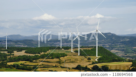 panoramic of a wind park in La Conca de Barbera, Spain 118694568