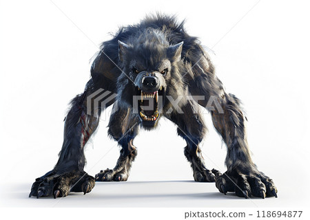fierce 3D werewolf character, perfect for Halloween themes. 118694877