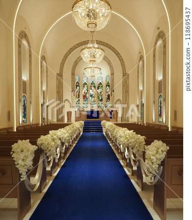 A sacred church wedding: a beautiful aisle and a blessed moment 118695437