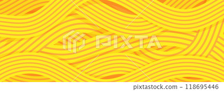 Ramen pattern, vibrant background illustration of asian noodles, ramen, spaghetti, orange background pattern. 118695446